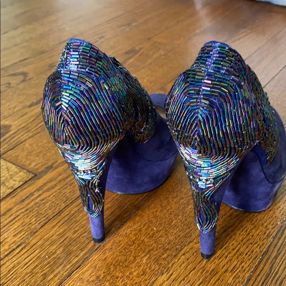 Suede and Beaded Heels